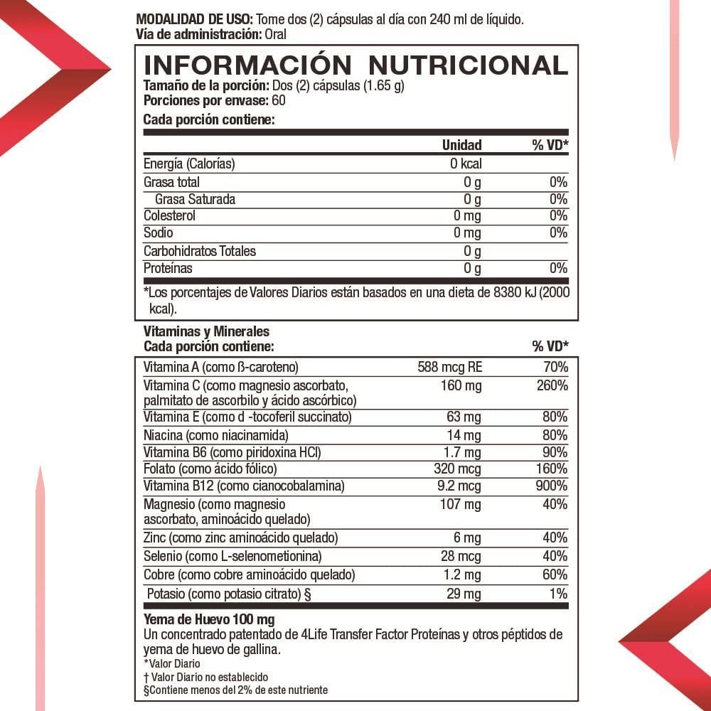 Ingredientes 4Life Transfer Factor BCV Ecuador Ingredientes 4Life Transfer Factor BCV Ecuador